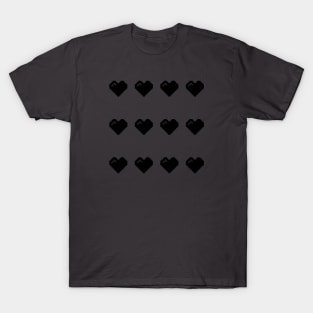 Pixel Art: BLACK HEART Emoji Bitmap T-Shirt